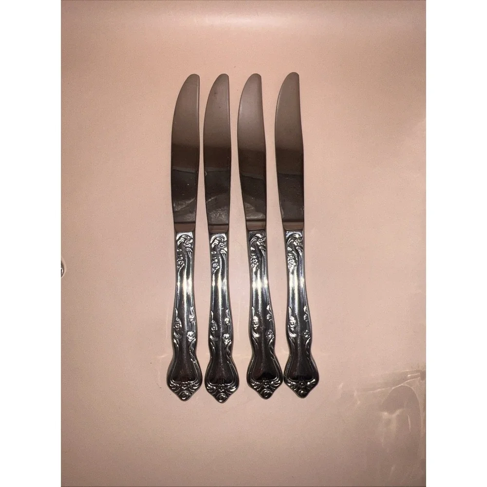 Oneida‎ AZALEA Stainless Floral Glossy Dinner Knives Solid Handle 9.25